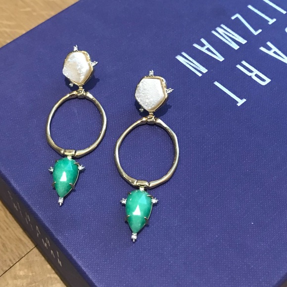 Alexis Bittar Druzy Stone Post Link Earrings - Picture 2 of 6